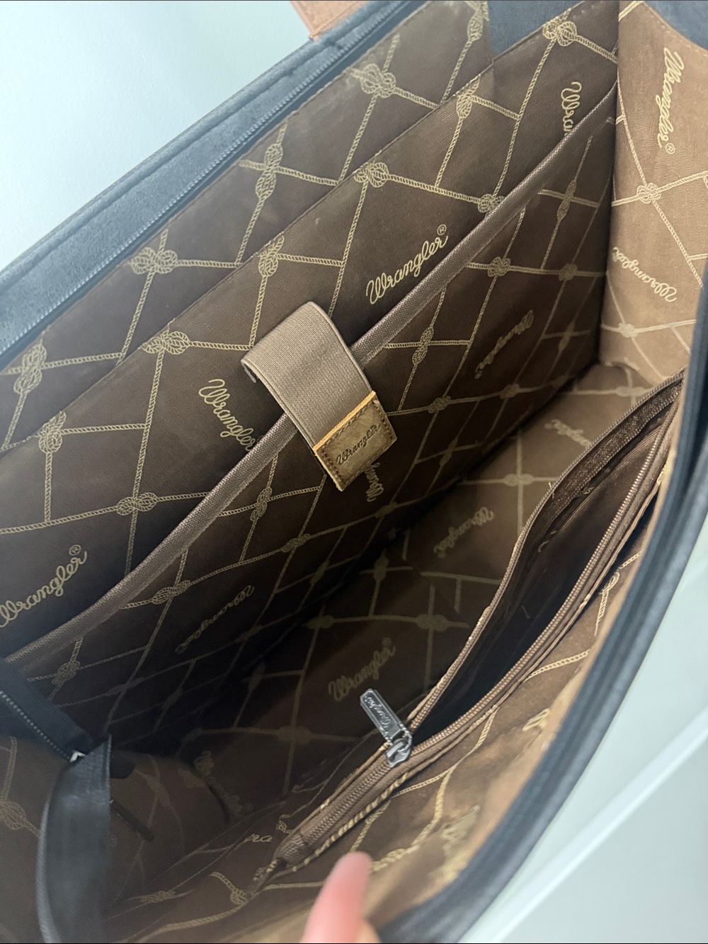 Wrangler Black and Brown Tote with Decorative Buckle - Picture 3 of 5